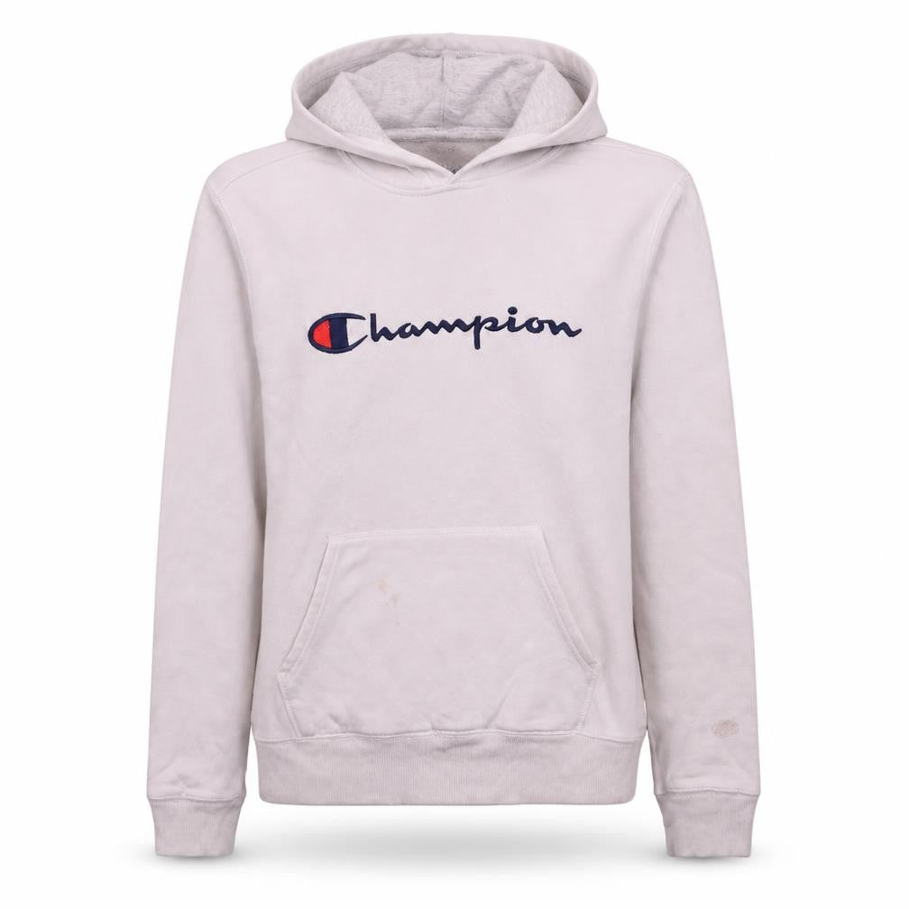 Front view of Champion women’s white xl pullover hoodie authentic athleticwear