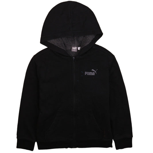 Puma Boys Black Full Zip Hoodie M (UK 14) Fleece Lined Sweatshirt