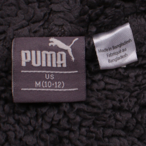 Puma Boys Black Full Zip Hoodie M (UK 14) Fleece Lined Sweatshirt