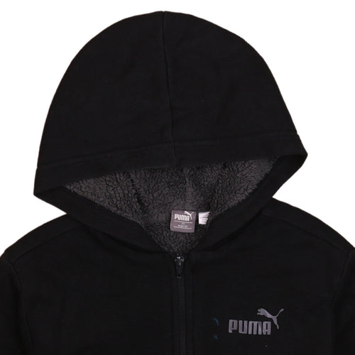 Puma Boys Black Full Zip Hoodie M (UK 14) Fleece Lined Sweatshirt