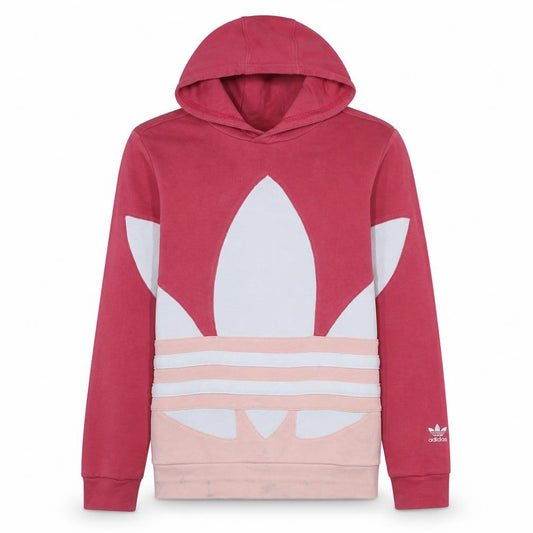 Adidas Girls Pink Colourblock Logo Pullover Hoodie Size 13-14 Years