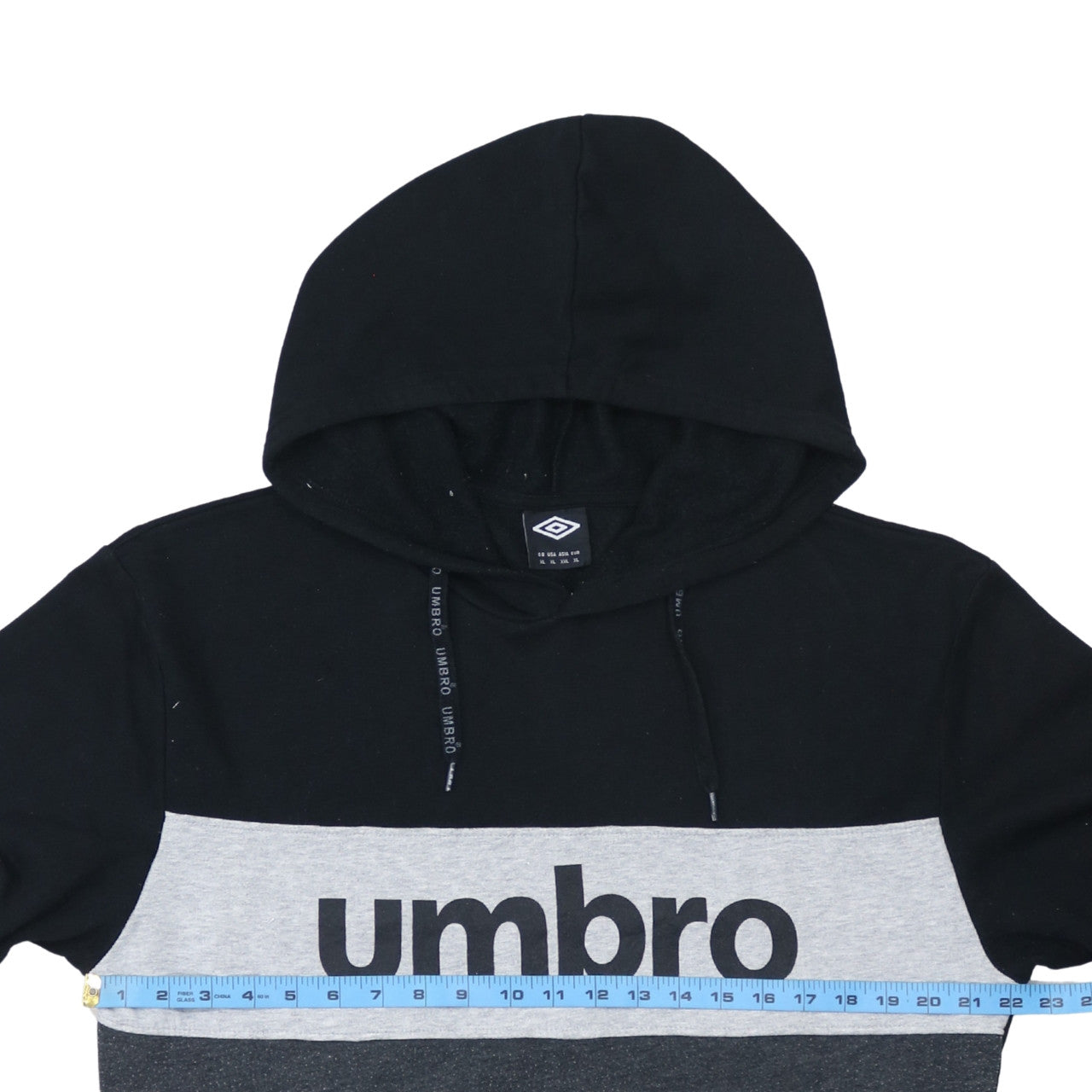Umbro Men's Black Grey XL Pullover Hoodie Fleece Sportswear