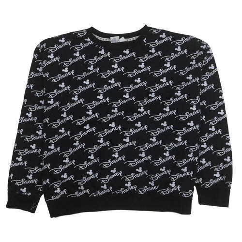 Disney Womens Black Sweatshirt Mickey Logo Print Size M