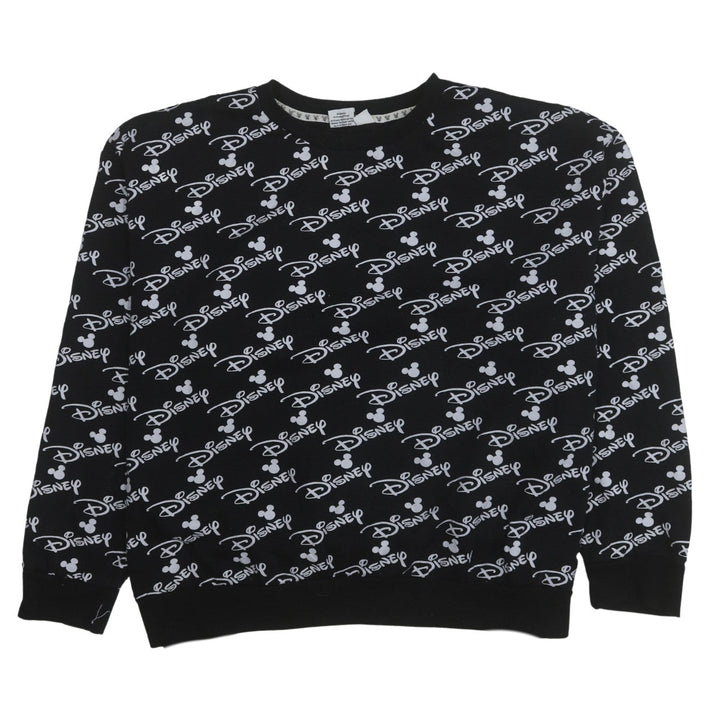 Disney Womens Black Sweatshirt Mickey Logo Print Size M