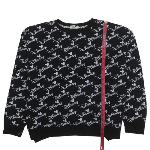Disney Womens Black Sweatshirt Mickey Logo Print Size M
