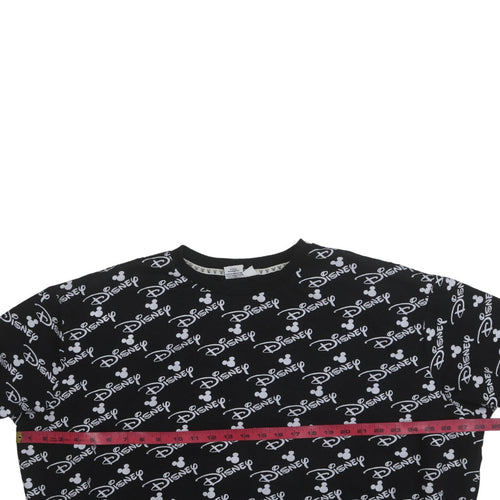 Disney Womens Black Sweatshirt Mickey Logo Print Size M