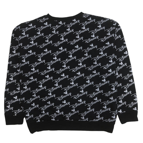 Disney Womens Black Sweatshirt Mickey Logo Print Size M