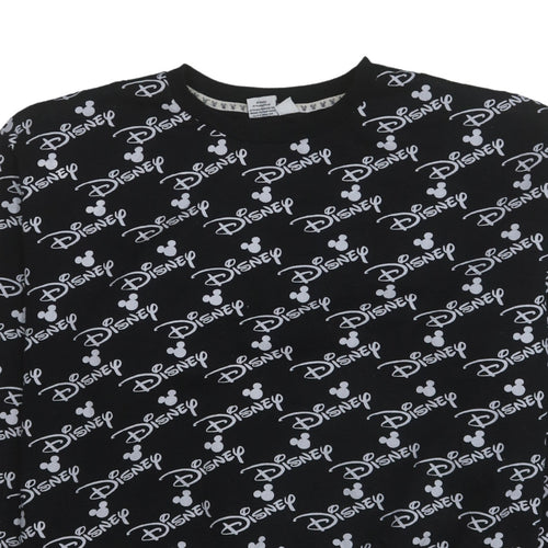 Disney Womens Black Sweatshirt Mickey Logo Print Size M