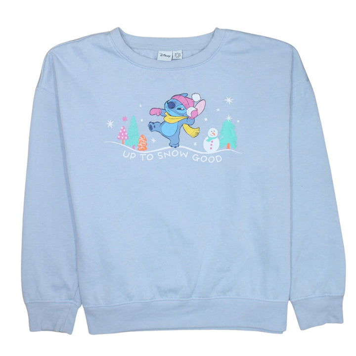 Disney Primark Women Blue Stitch Up To Snow Good Sweatshirt L