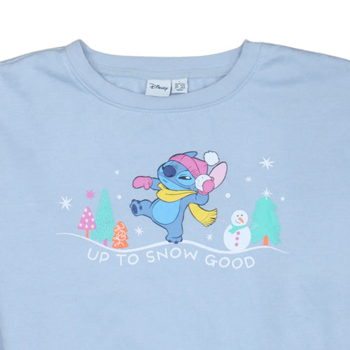 Disney Primark Women Blue Stitch Up To Snow Good Sweatshirt L