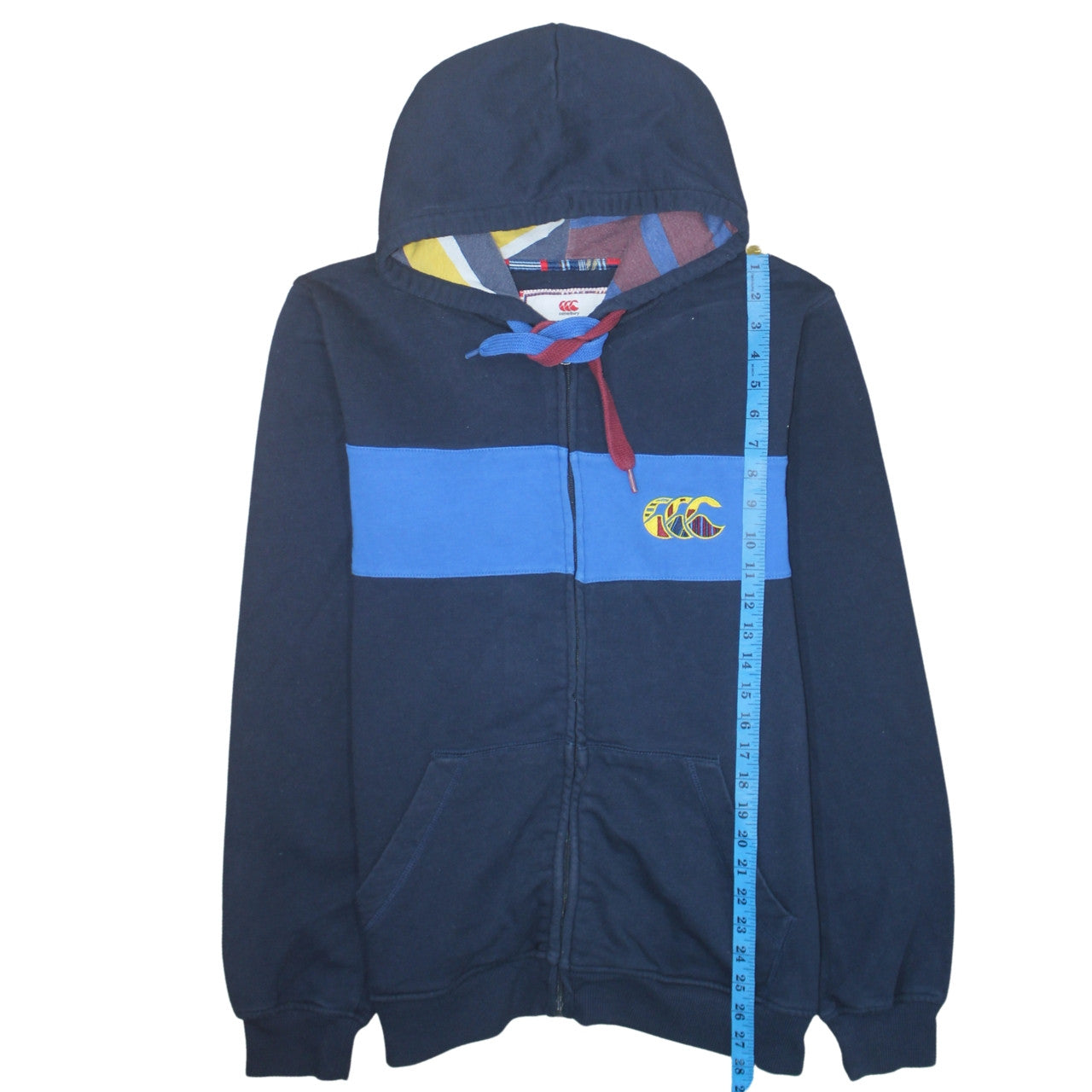 Canterbury Mens Blue Full Zip Hoodie L Rugby Sports Sweatshirt