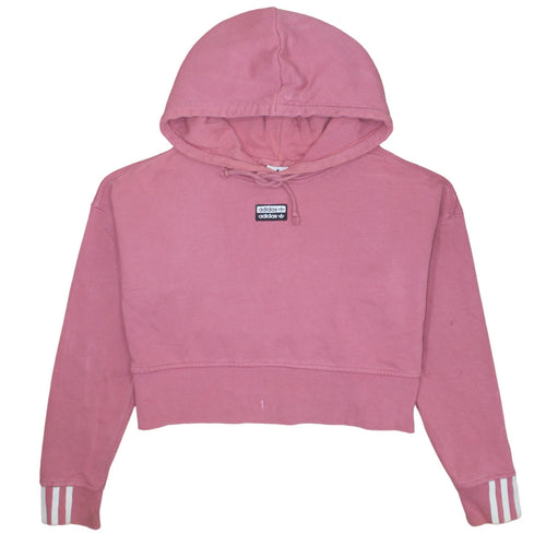 Adidas Womens Pink Hooded Cropped Pullover Sweatshirt Size 6