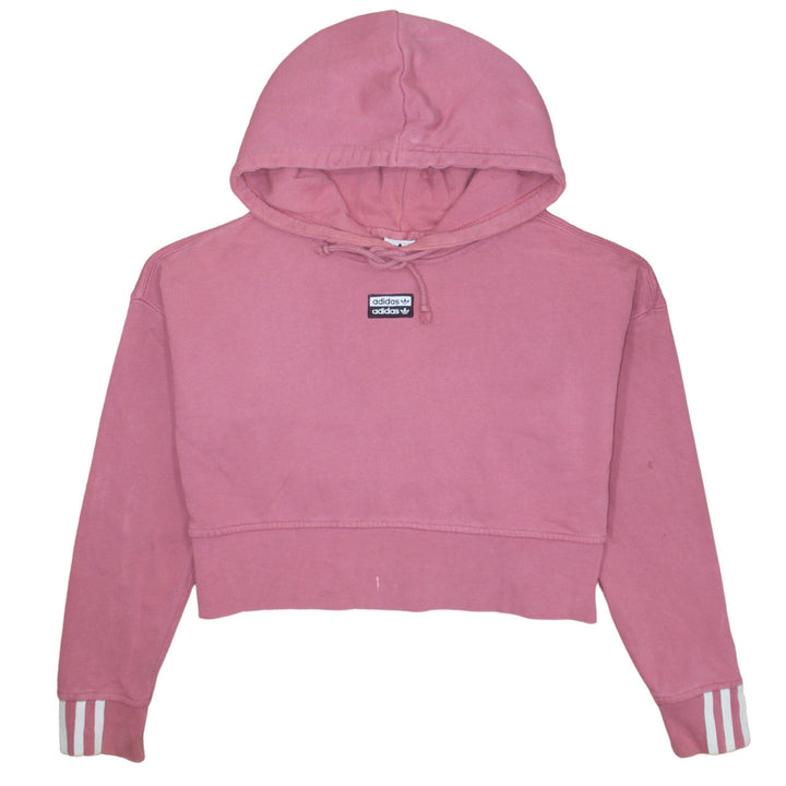 Adidas Womens Pink Hooded Cropped Pullover Sweatshirt Size 6