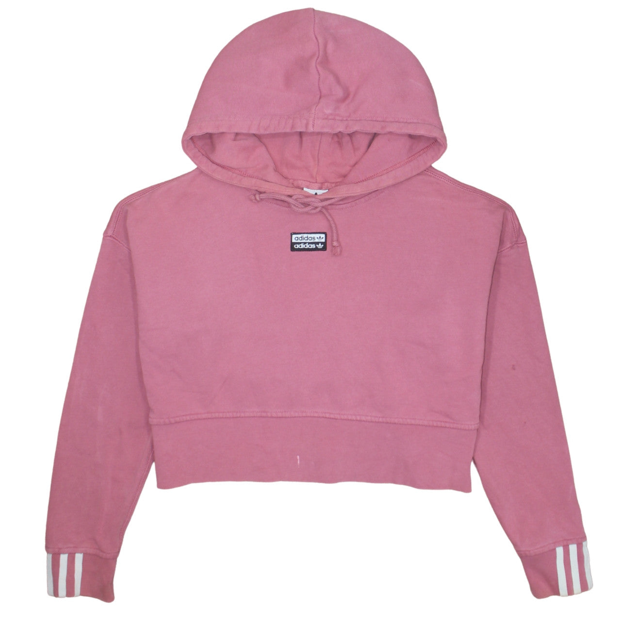 Adidas Womens Pink Hooded Cropped Pullover Sweatshirt Size 6