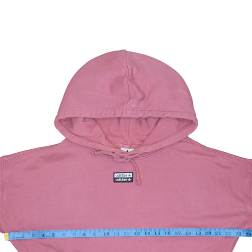 Adidas Womens Pink Hooded Cropped Pullover Sweatshirt Size 6