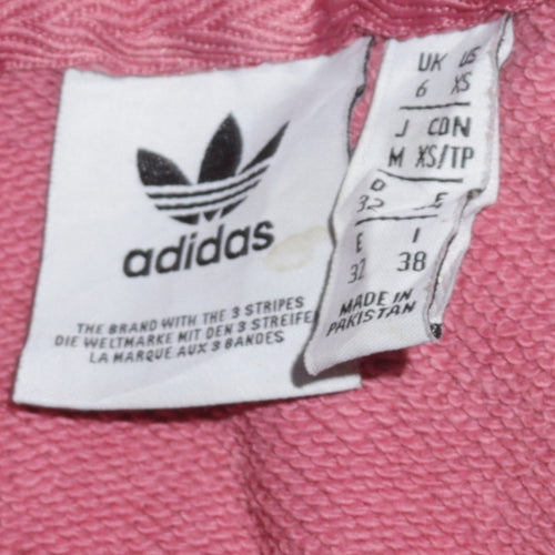 Adidas Womens Pink Hooded Cropped Pullover Sweatshirt Size 6