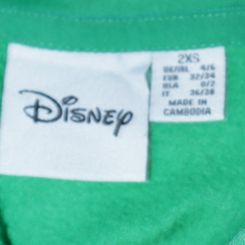 Disney Women Green Mickey Mouse Pullover Hoodie Size 2XS
