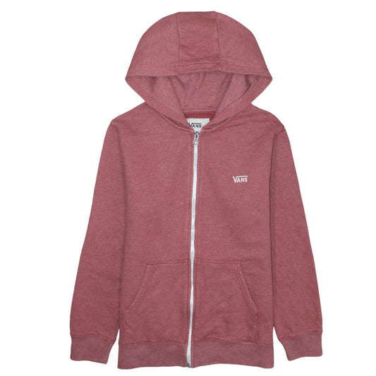 Vans Boys Red Full Zip Hoodie Medium Cotton Blend Casual Sweatshirt