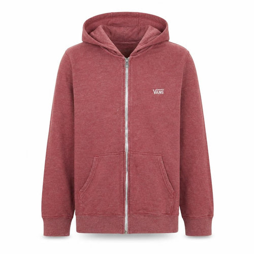 Vans Boys Red Full Zip Hoodie Medium Cotton Blend Casual Sweatshirt
