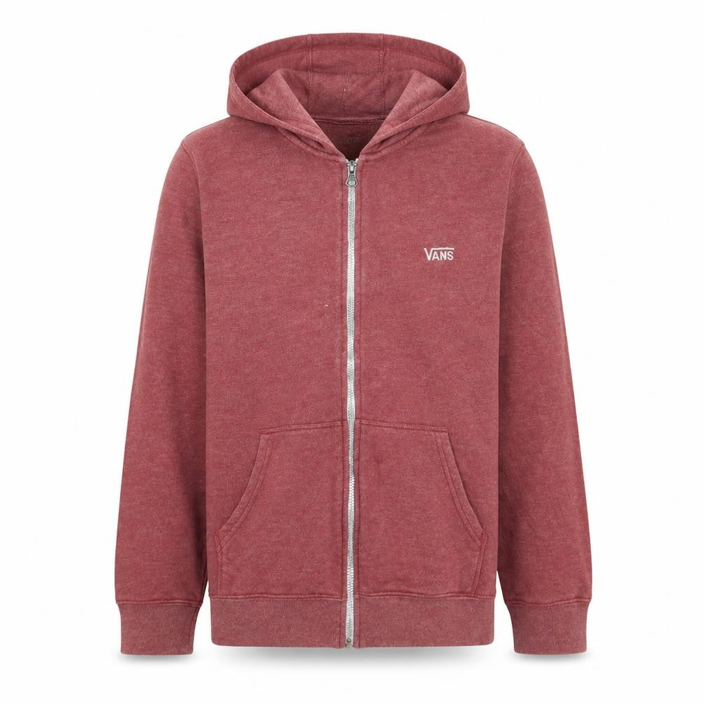 Vans Boys Red Full Zip Hoodie Medium Cotton Blend Casual Sweatshirt