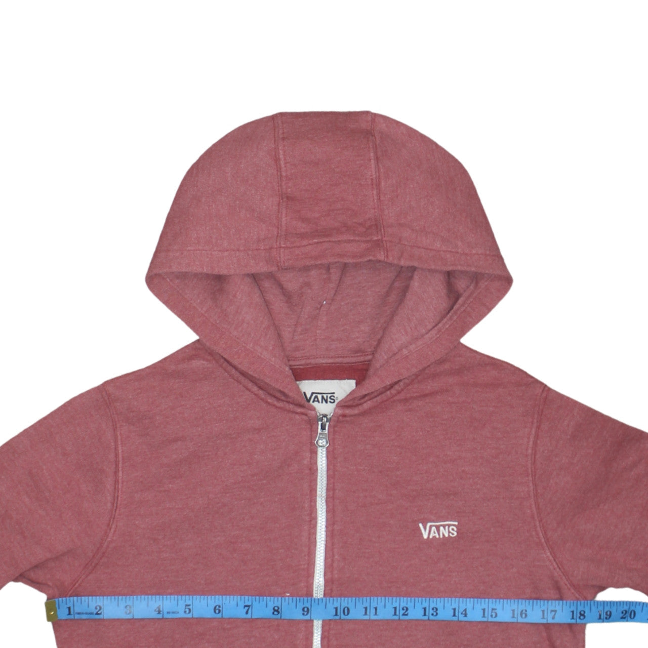 Vans Boys Red Full Zip Hoodie Medium Cotton Blend Casual Sweatshirt