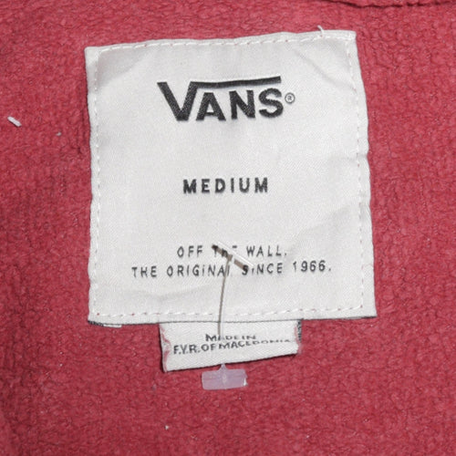 Vans Boys Red Full Zip Hoodie Medium Cotton Blend Casual Sweatshirt