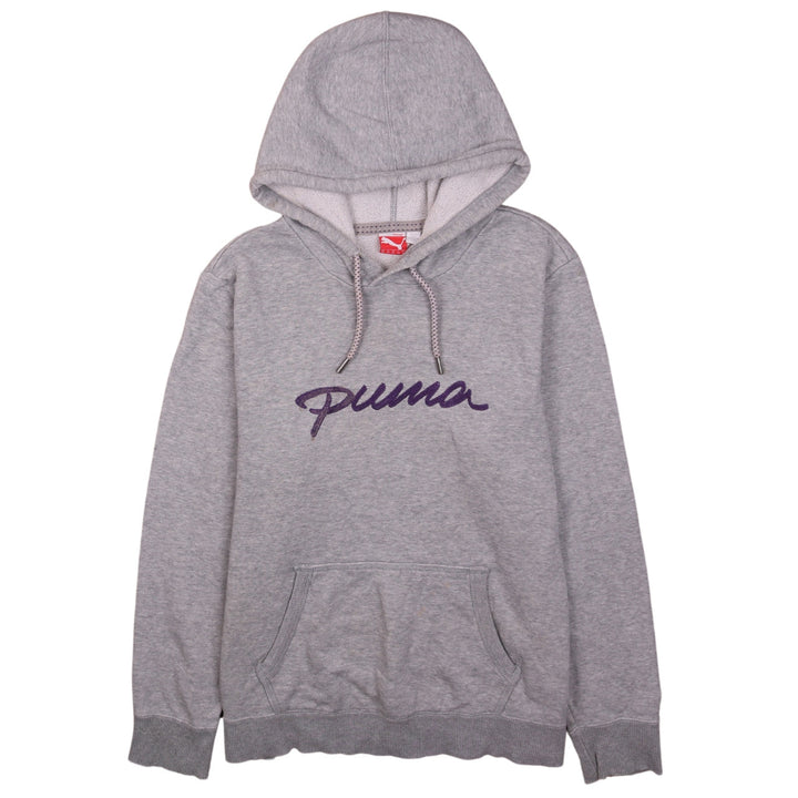Puma Women Grey Hooded Pullover Sweatshirt UK 16 Embroidered Logo