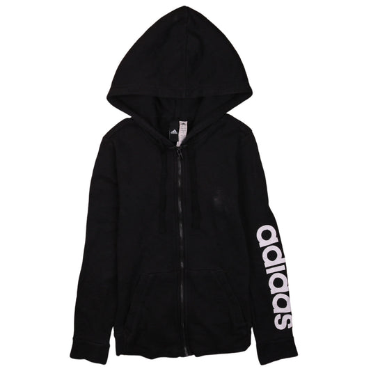 Adidas Womens Black Full Zip Hoodie Size S Hooded Sweatshirt