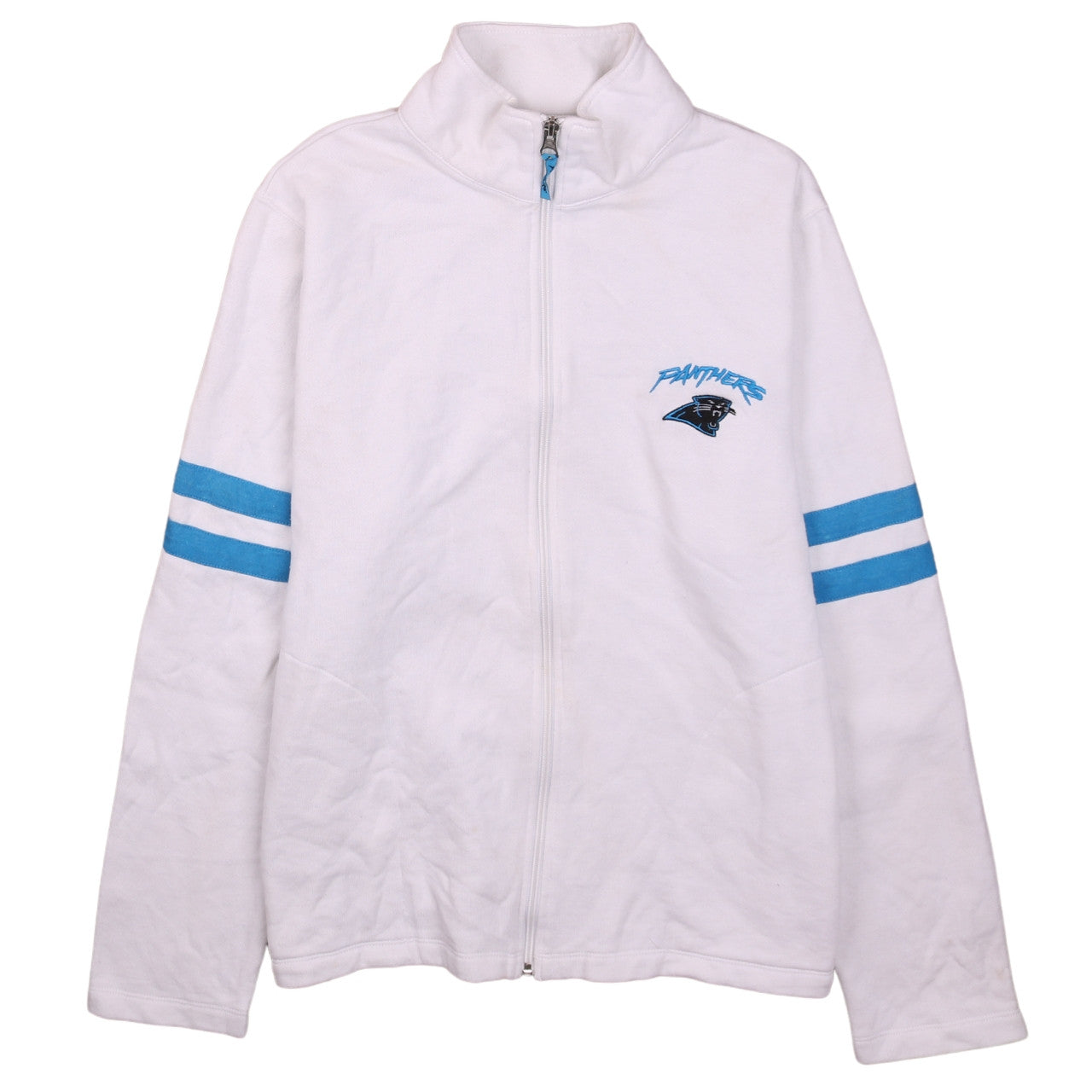NFL Team Apparel Womens White Panthers Full Zip Sweatshirt Size L