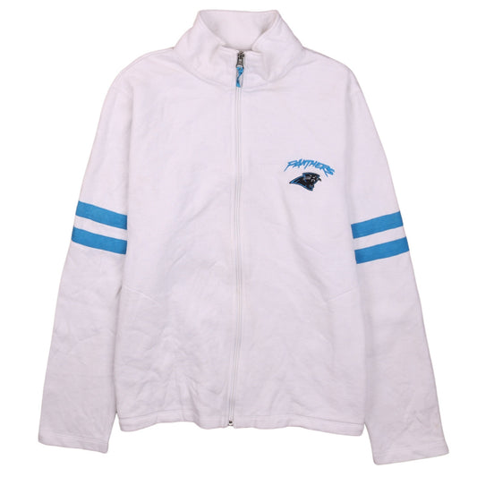 NFL Team Apparel Womens White Panthers Full Zip Sweatshirt Size L