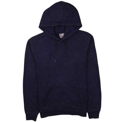 Puma Men's Blue Pullover Hoodie Small Logo Fleece Sweatshirt