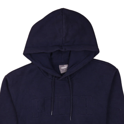 Puma Men's Blue Pullover Hoodie Small Logo Fleece Sweatshirt