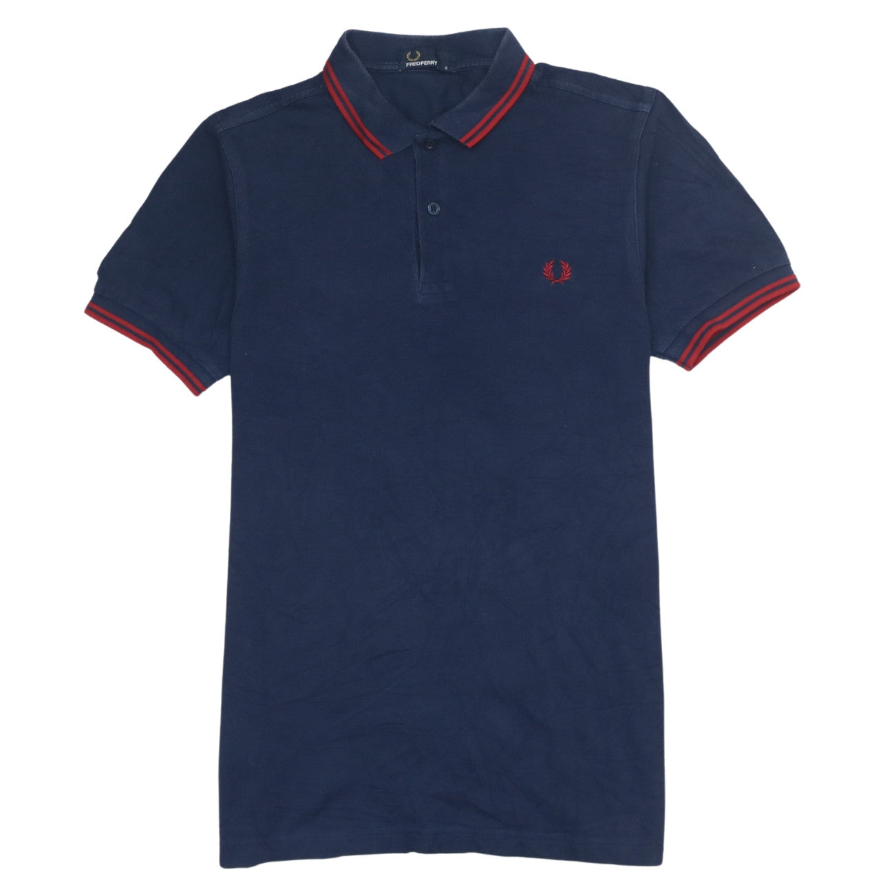Fred Perry Men's Blue Slim Fit Polo Shirt Size S Red Trim
