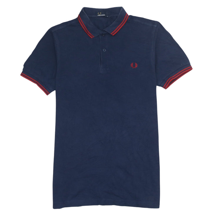 Fred Perry Men's Blue Slim Fit Polo Shirt Size S Red Trim