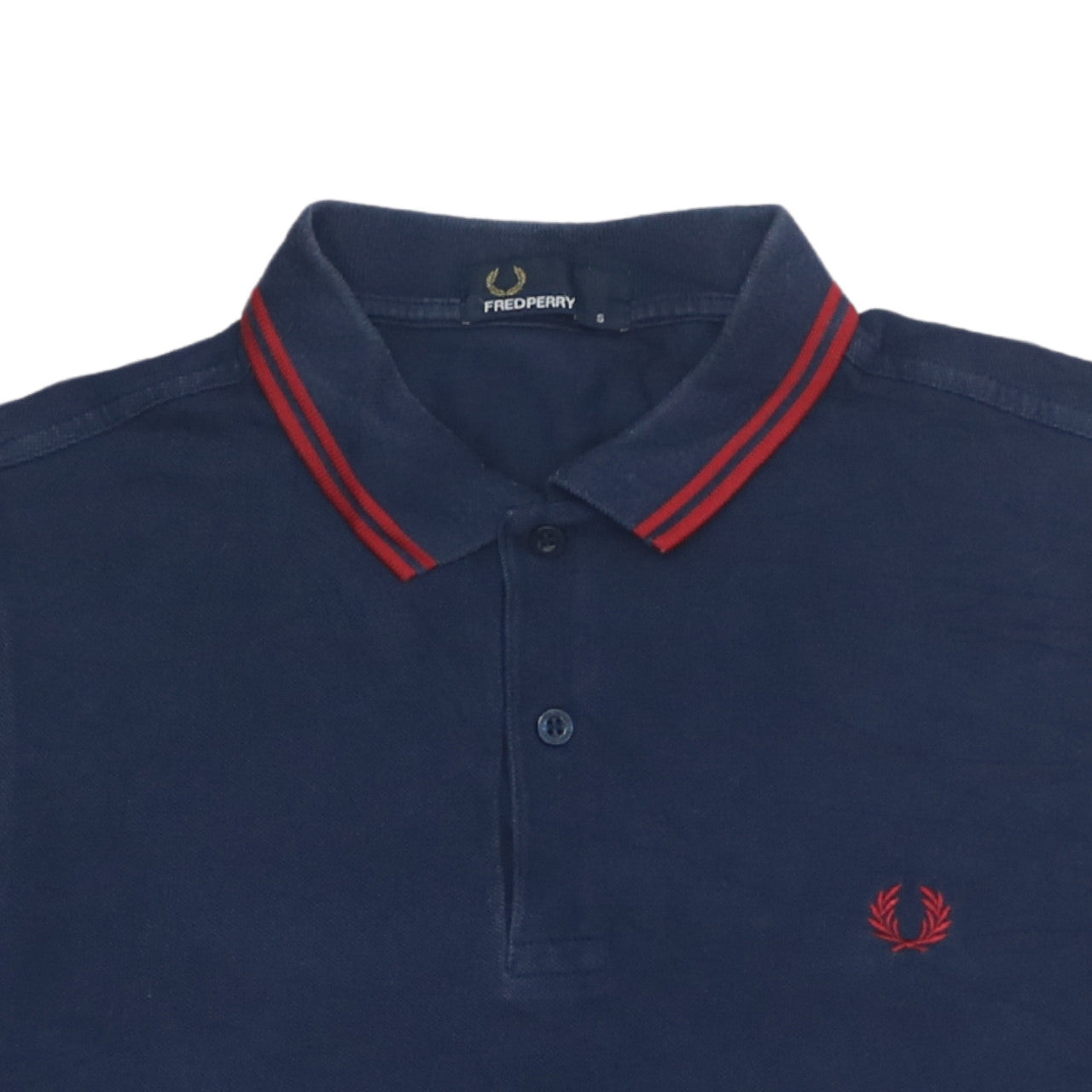 Fred Perry Men's Blue Slim Fit Polo Shirt Size S Red Trim