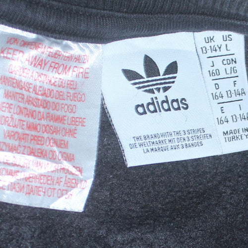Adidas Boys Black Crew Neck Logo Sweatshirt 13-14 Years