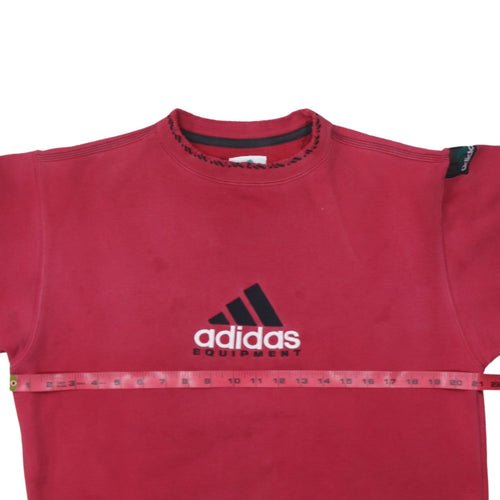 Adidas Women Red Crew Neck Pullover Sweatshirt Size 10 Fleece Cotton Blend