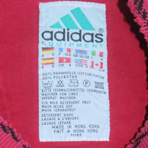 Adidas Women Red Crew Neck Pullover Sweatshirt Size 10 Fleece Cotton Blend