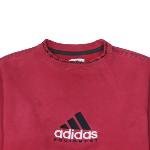Adidas Women Red Crew Neck Pullover Sweatshirt Size 10 Fleece Cotton Blend