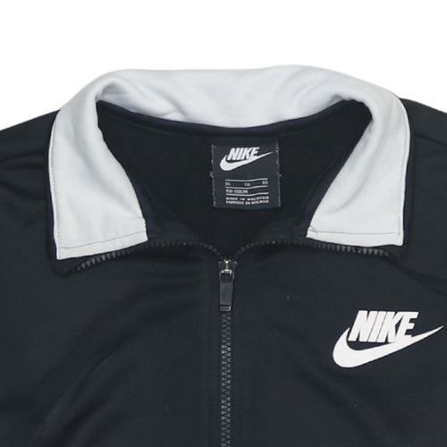 Nike Boys Black Full Zip Sports Sweatshirt XL Colourblock Logo