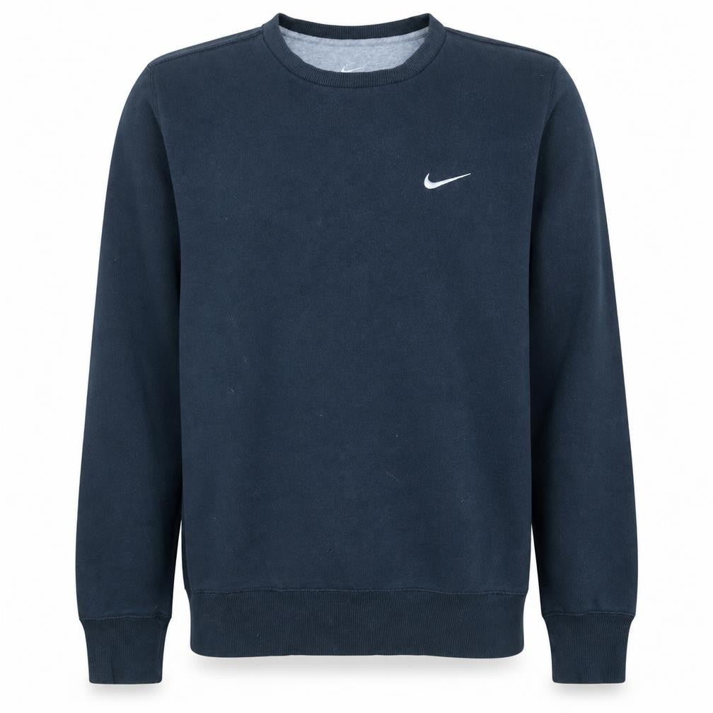 Front view of Nike Men's Blue Crew Neck Pullover Sweatshirt L Regular Fit