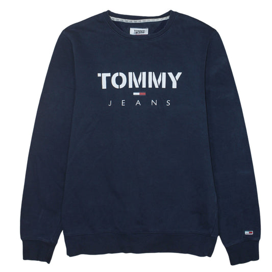 Tommy Jeans Men's Blue Logo Crew Neck Pullover Sweatshirt Size S