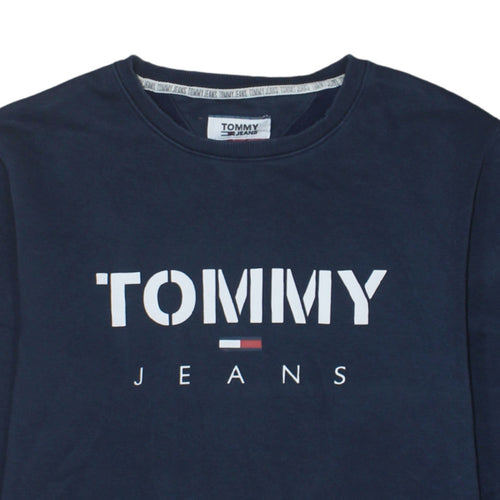 Tommy Jeans Men's Blue Logo Crew Neck Pullover Sweatshirt Size S