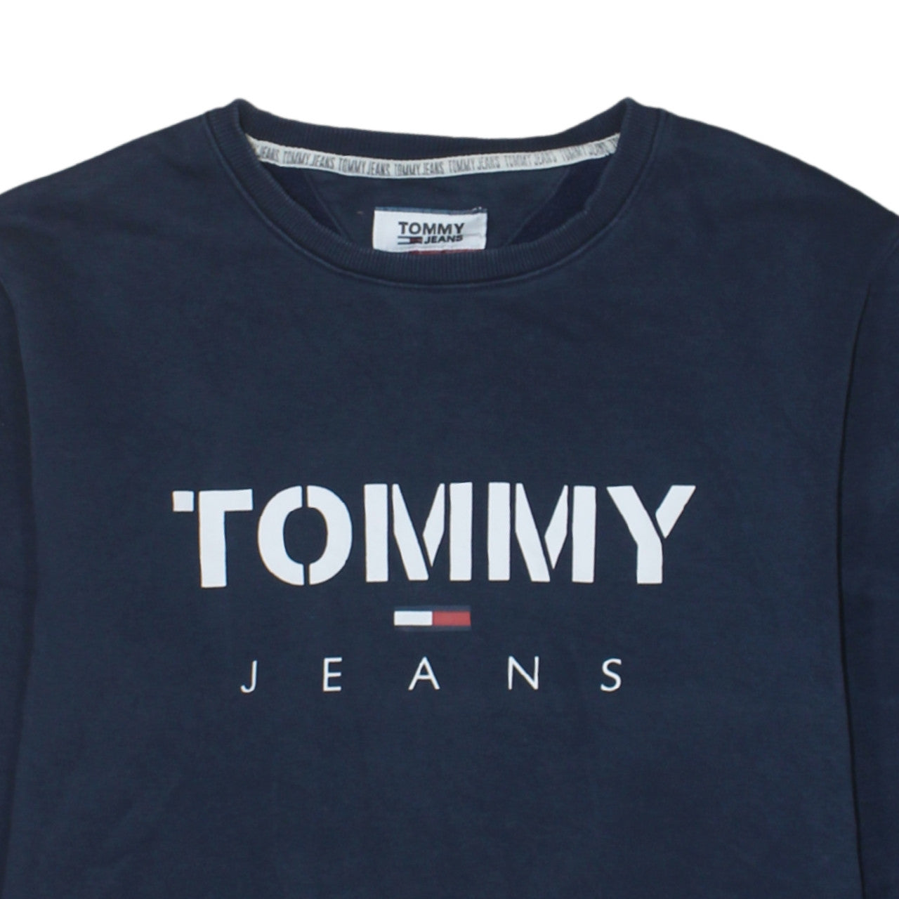 Tommy Jeans Men's Blue Logo Crew Neck Pullover Sweatshirt Size S