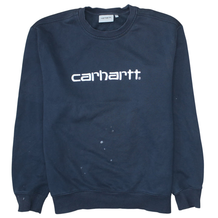 Carhartt Men Blue L Pullover Logo Sweatshirt Crew Neck