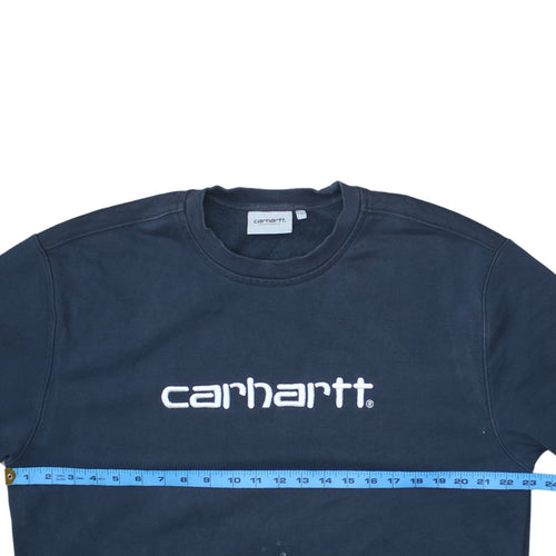 Carhartt Men Blue L Pullover Logo Sweatshirt Crew Neck