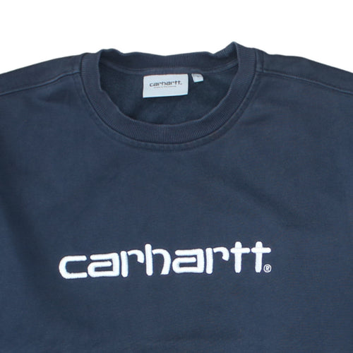 Carhartt Men Blue L Pullover Logo Sweatshirt Crew Neck