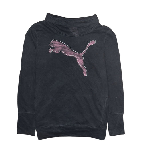PUMA Women Black Size 12 Pullover Sweatshirt with Logo Graphic