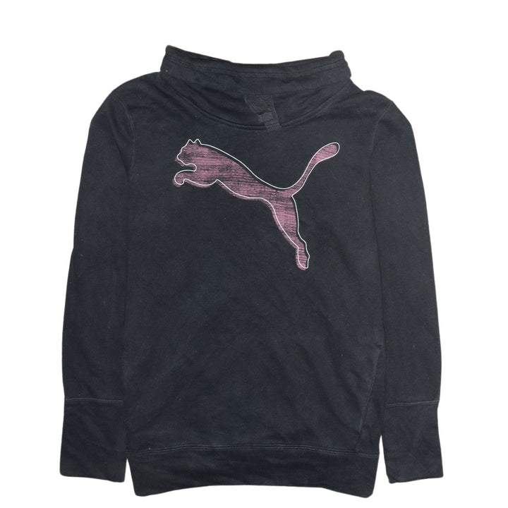 PUMA Women Black Size 12 Pullover Sweatshirt with Logo Graphic