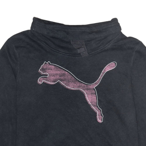 PUMA Women Black Size 12 Pullover Sweatshirt with Logo Graphic